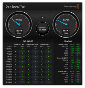 blackmagic disk speed test with apple store